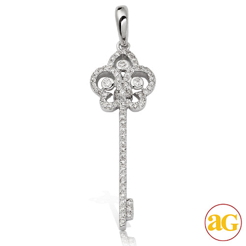 14KW 0.50CTW DIAMOND 'FLEUR DE LIS' DESIGN KEY PEN