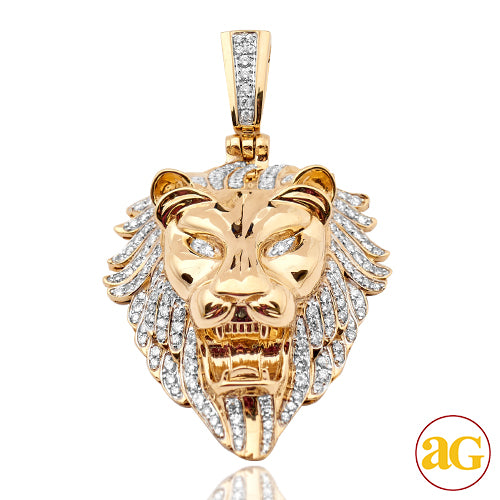10KY 5.00CTW DIAMOND LION HEAD PENDANT