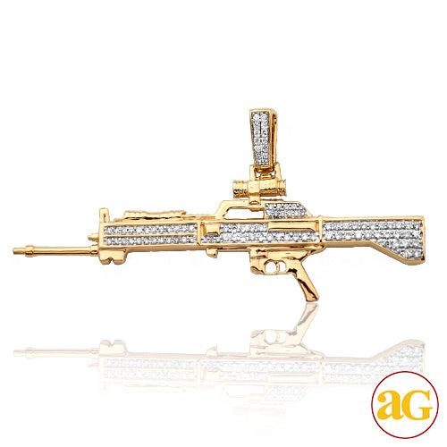 10KY 0.85CTW DIAMOND 'SNIPER RIFLE' GUN PENDANT