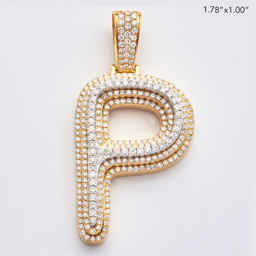 10KY+W 4.20CTW DIAMOND BUBBLE INITIAL 3-D PENDANT