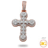 14KR+W 2.30CTW DIAMOND ROUND CLUSTER FLARED CROSS