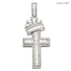 14KW 4.00CTW BAGUETTE DIAMOND CROSS W/CROWN