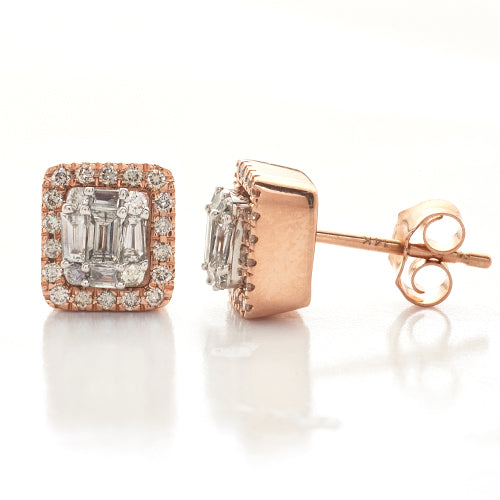 14KR+W 0.60CTW BAGUETTE DIAMOND EARRING STUDS