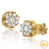 10KY 0.75CTW DIAMOND 9-STONE FLOWER EARRINGS WITH