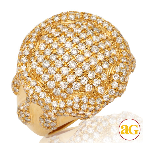14KY 3.75CTW DIAMOND MENS DOME RING - "DRIPPING" D