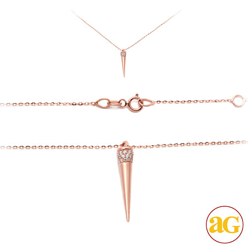 14KR 0.20CTW 18" DIAMOND NECKLACE - ROUNDED SPIKE