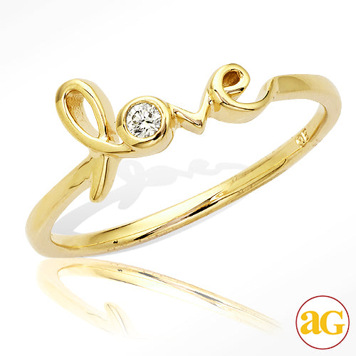18KY 0.05CTW DIAMOND DESIGNER 'LOVE' RING