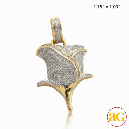 10KY 0.90CTW ROSE FLOWER PENDANT