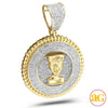 10KY 1.00CTW DIAMOND NEFERTITI MEDALLION WITH ROPE