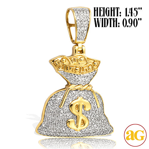 10KY 0.55CTW MICROPAVE DIAMOND MONEY BAG PENDANT