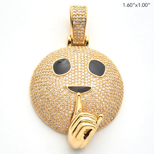 10KY 1.65CTW DIAMOND 'SHHHH' EMOJI PENDANT