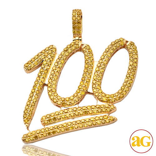 10KY 5.25CTW YELLOW DIAMOND "100" PENDANT