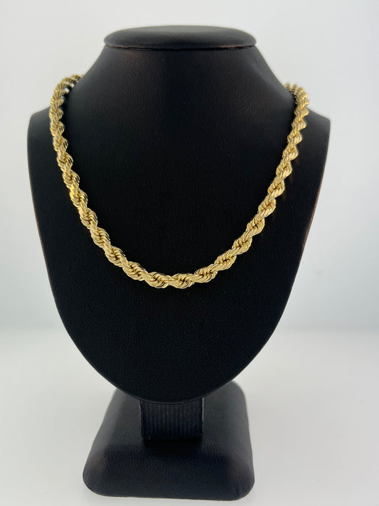 10kt Yellow Gold Diamond Cut Rope Chain