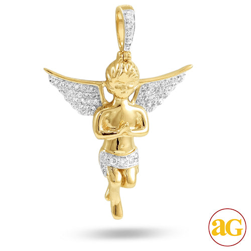 10KY 0.55CTW DIAMOND PRAYING HANDS ANGEL PENDANT