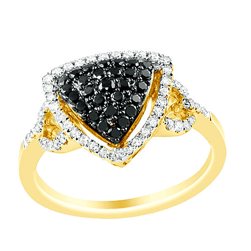 14KY 0.50CTW BLACK TRILLION RING