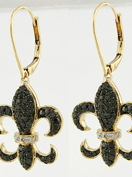 14KW 1.00CTW BKD FLEUR DI LIS EARRINGS