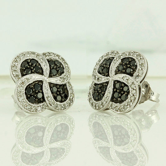 14KW 0.75CTW BLACK DIA FANCY EARRINGS