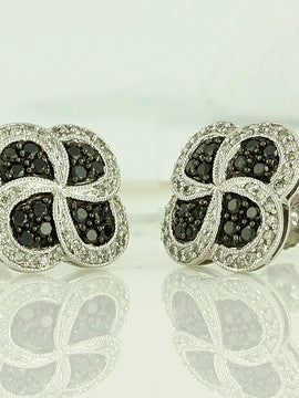 14KW 0.75CTW BLACK DIA FANCY EARRINGS