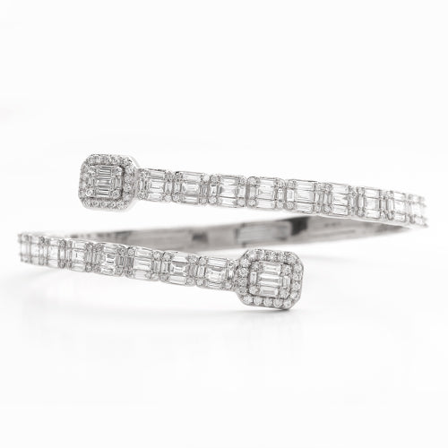 14KW 8.15CTW DIAMOND CUFF BRACELET - BAGUETTE &