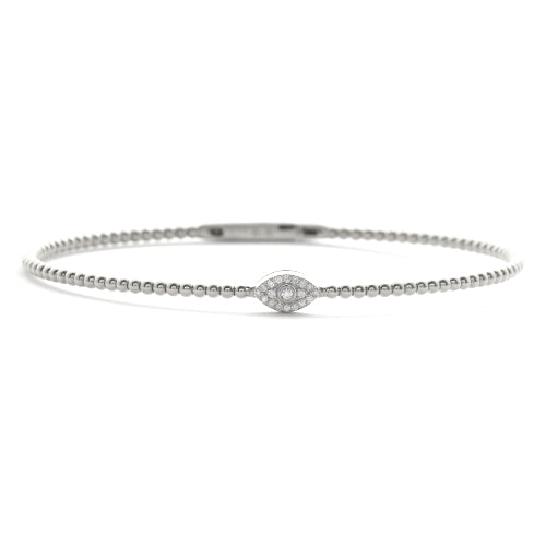 14KW 0.10CTW DIAMOND EVIL EYE LADIES BANGLE