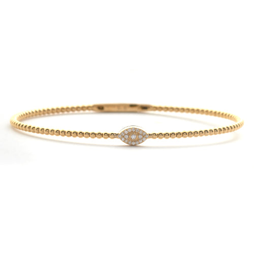 14KY 0.10CTW DIAMOND EVIL EYE LADIES BANGLE