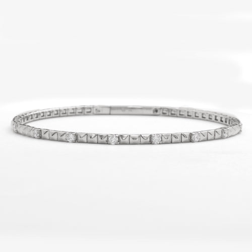 14KW 0.55CTW DIAMOND SINGLE ROW BEADED BANGLE