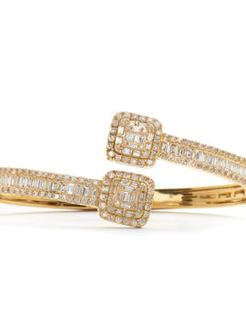 14KY 4.25CTW DIAMOND CUFF BRACELET - BAGUETTE &