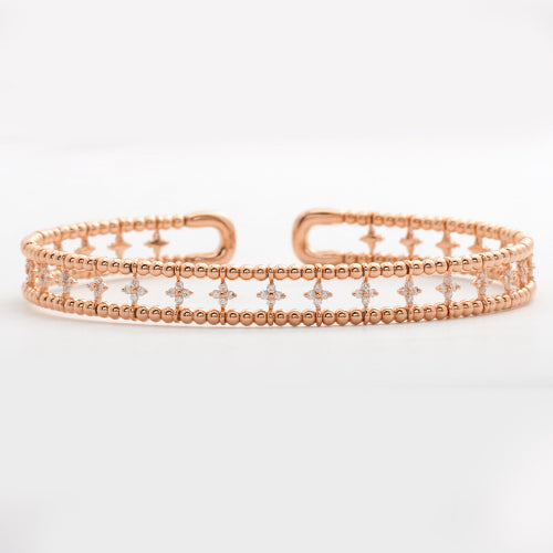 14KR 0.75CTW DIAMOND OPEN CUFF BANGLE - 3 BEADS