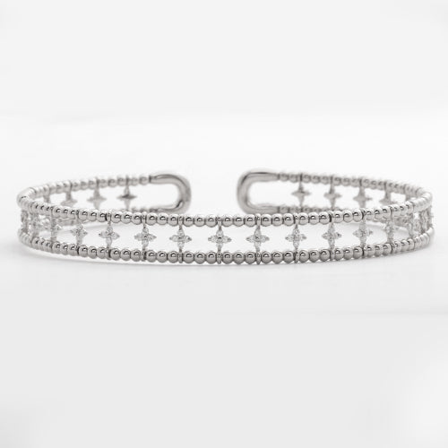 14KW 0.75CTW DIAMOND OPEN CUFF BANGLE - 3 BEADS