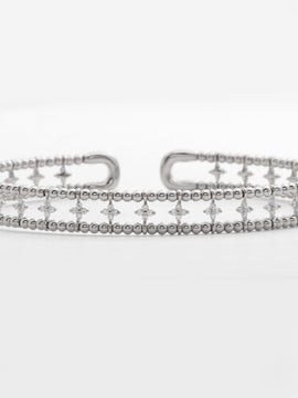 14KW 0.75CTW DIAMOND OPEN CUFF BANGLE - 3 BEADS