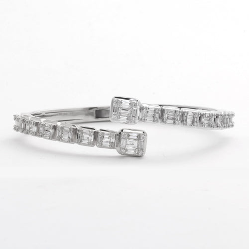 14KW 3.65CTW DIAMOND CUFF BRACELET - BAGUETTE &