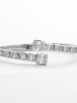 14KW 3.65CTW DIAMOND CUFF BRACELET - BAGUETTE &