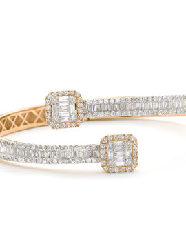 14KY 4.15CTW DIAMOND CUFF BRACELET - BAGUETTE &