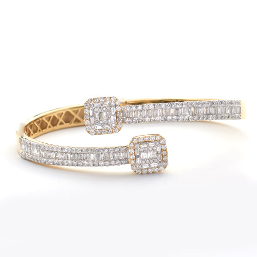 14KY 4.35CTW DIAMOND CUFF BRACELET - BAGUETTE &