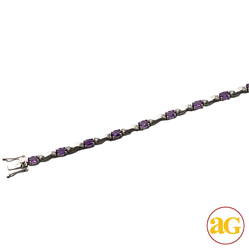 10KW DIAMOND AND AMETHYST BRACELET - 2.75CT AMETHY