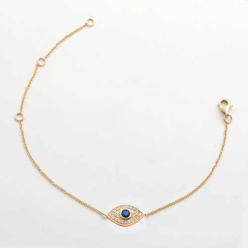 14KY 0.16CTW DIAMOND EVIL EYE BRACELET W/