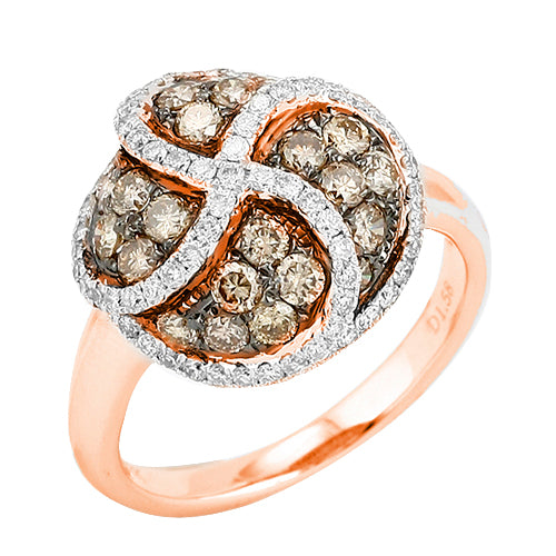 14KR 1.65CTW CHAMPAGNE DIAMOND ROSE GOLD RING