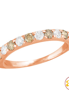 14KW 1.00CTW CHAMPAGNE DIAMOND ROSE GOLD 13-STONE