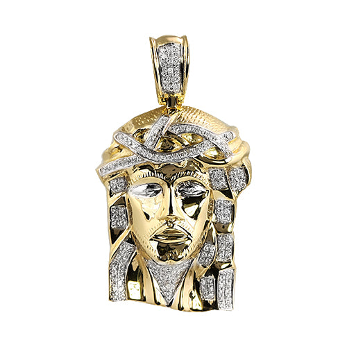 10KY 0.45CTW DIAMOND JESUS PENDANT