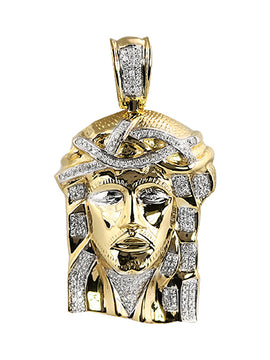 10KY 0.45CTW DIAMOND JESUS PENDANT