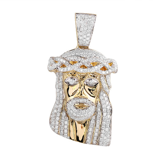 10KY 2.60CTW DIAMOND JESUS PENDANT