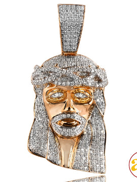 10KR 2.25CTW DIAMOND JESUS HEAD PENDANT