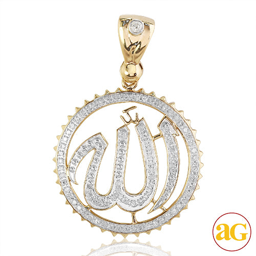 14KY 0.75CTW DIAMOND &apos;ALLAH&apos; PENDANT