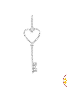 14KW 0.20CTW DIAMOND HEART KEY PENDANT