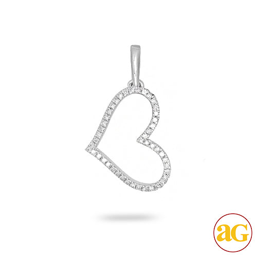 14KW 0.10CTW DIAMOND HEART PENDANT