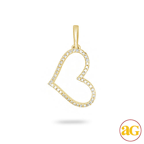 14KY 0.10CTW DIAMOND HEART PENDANT