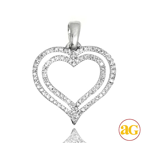 14KW 0.20CTW DIAMOND DOUBLE HEART PENDANT