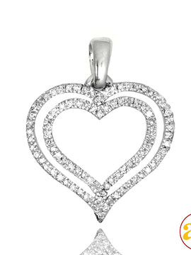 14KW 0.20CTW DIAMOND DOUBLE HEART PENDANT