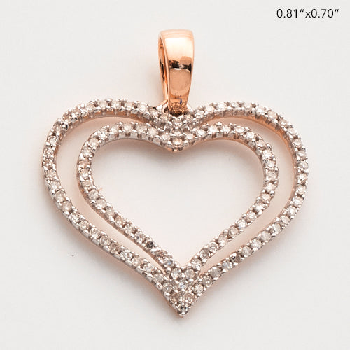 14KR 0.20CTW DIAMOND DOUBLE HEART PENDANT