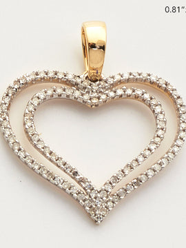 14KY 0.20CTW DIAMOND DOUBLE HEART PENDANT